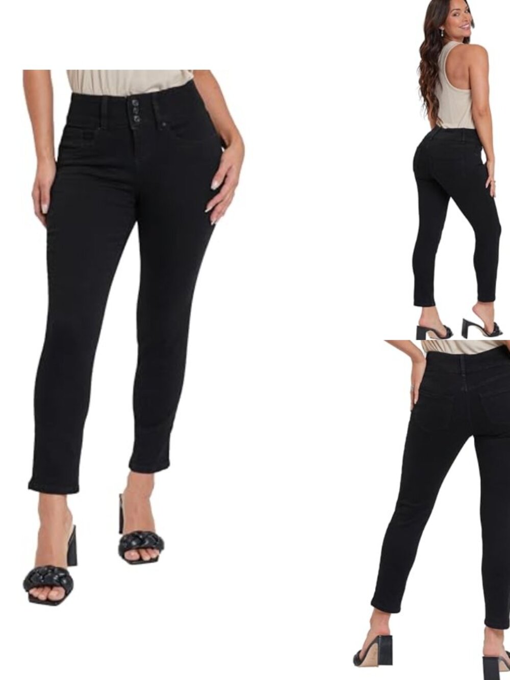 Petite High Rise Skinny Jeans Stretch 3 Button